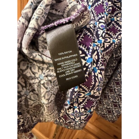 Express Purple Geometric Printed Sleeveless Sundress Small Spaghetti Straps Rayo - Picture 6 of 8